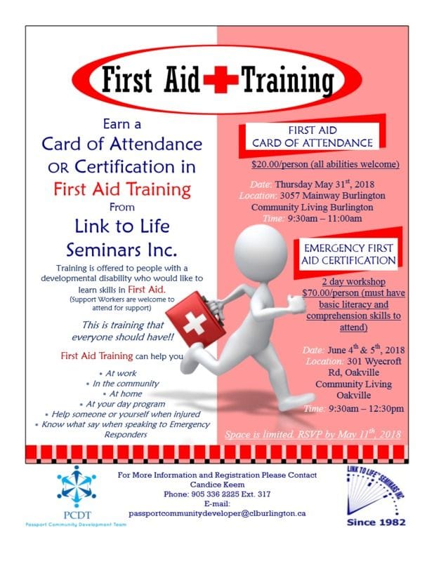 FIRST AID COURSE....see flyer for information FIRST AID COURSE....see flyer for information